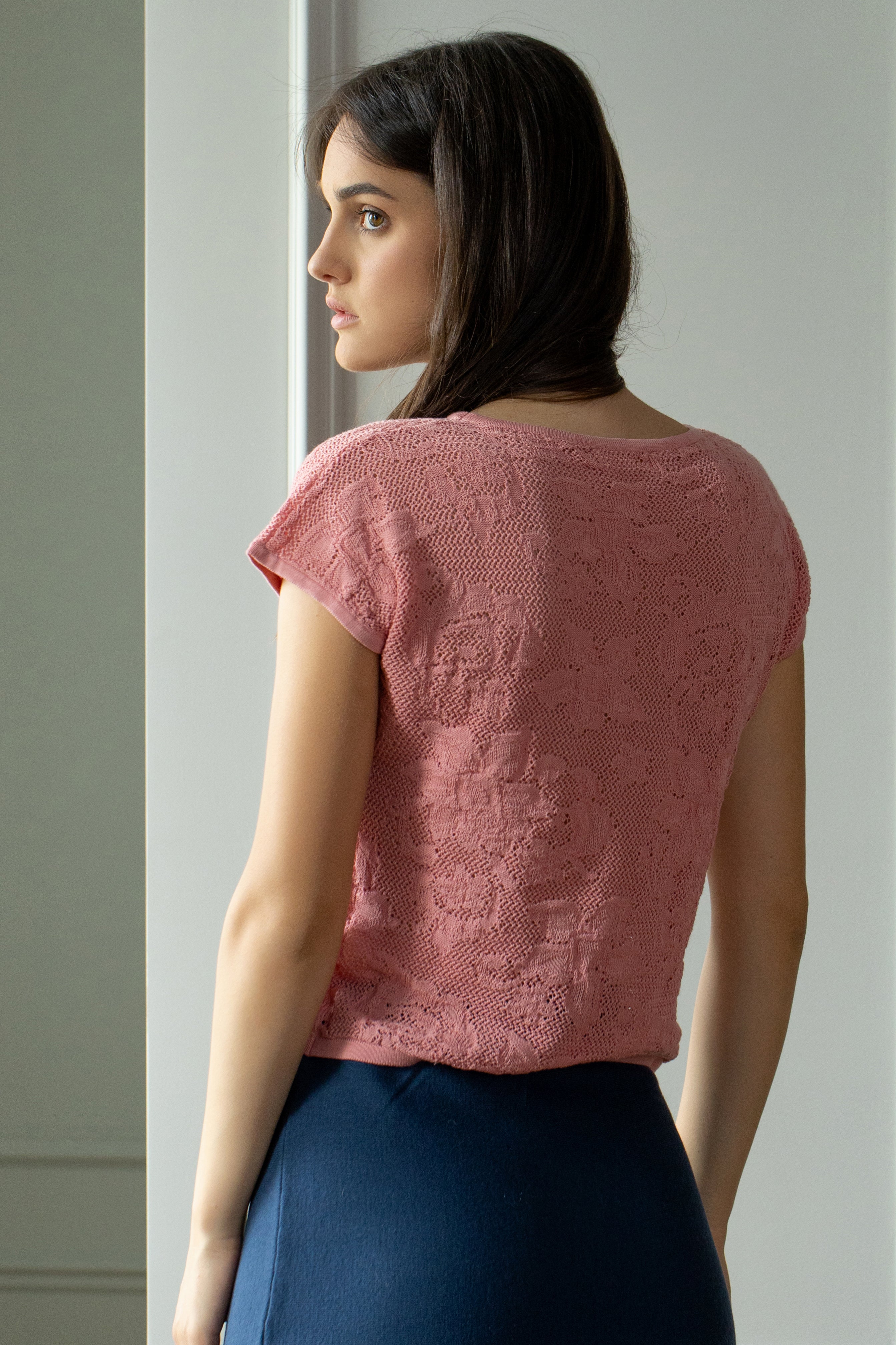 Openwork knitted blouse