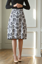 Load image into Gallery viewer, Skirt, Jacquard knit midi skirt in black
