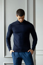 Load image into Gallery viewer, Diplomatic Blue  Modern Fit Turtleneck Sweater
