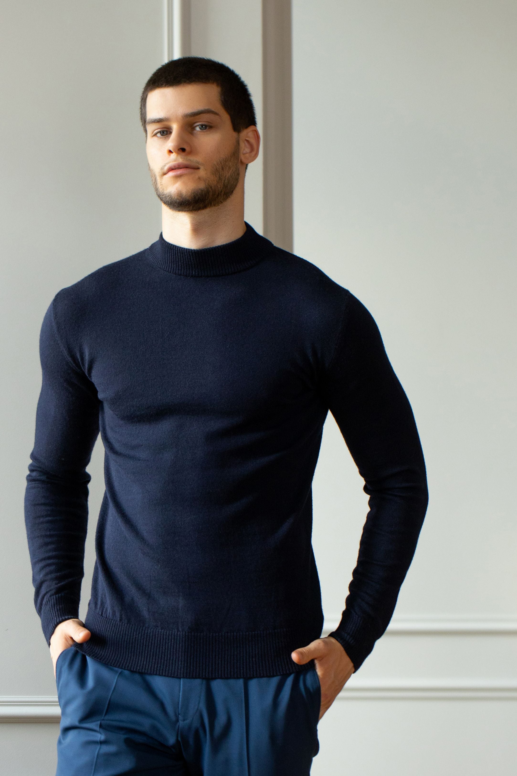 Diplomatic Blue  Modern Fit Turtleneck Sweater