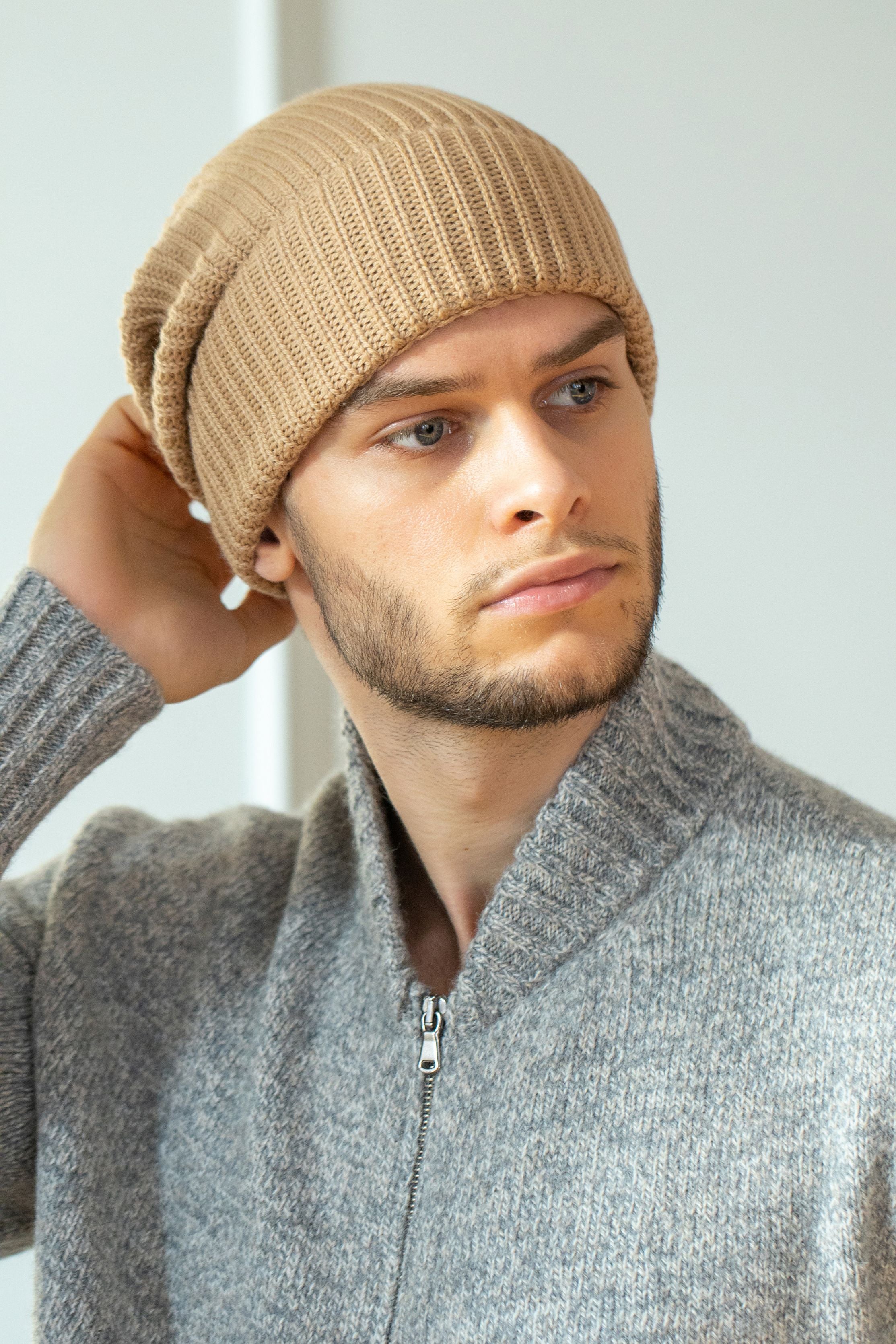 Men ribbed knitted beanie