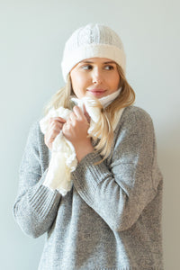 Knitted set of hat and scarf