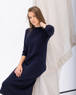 Load image into Gallery viewer, Knitted dresses in diplomatic blue color
