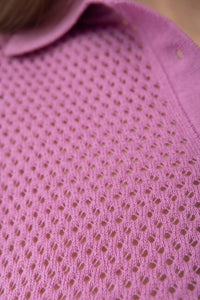 Knit T-shirt Polo pink color