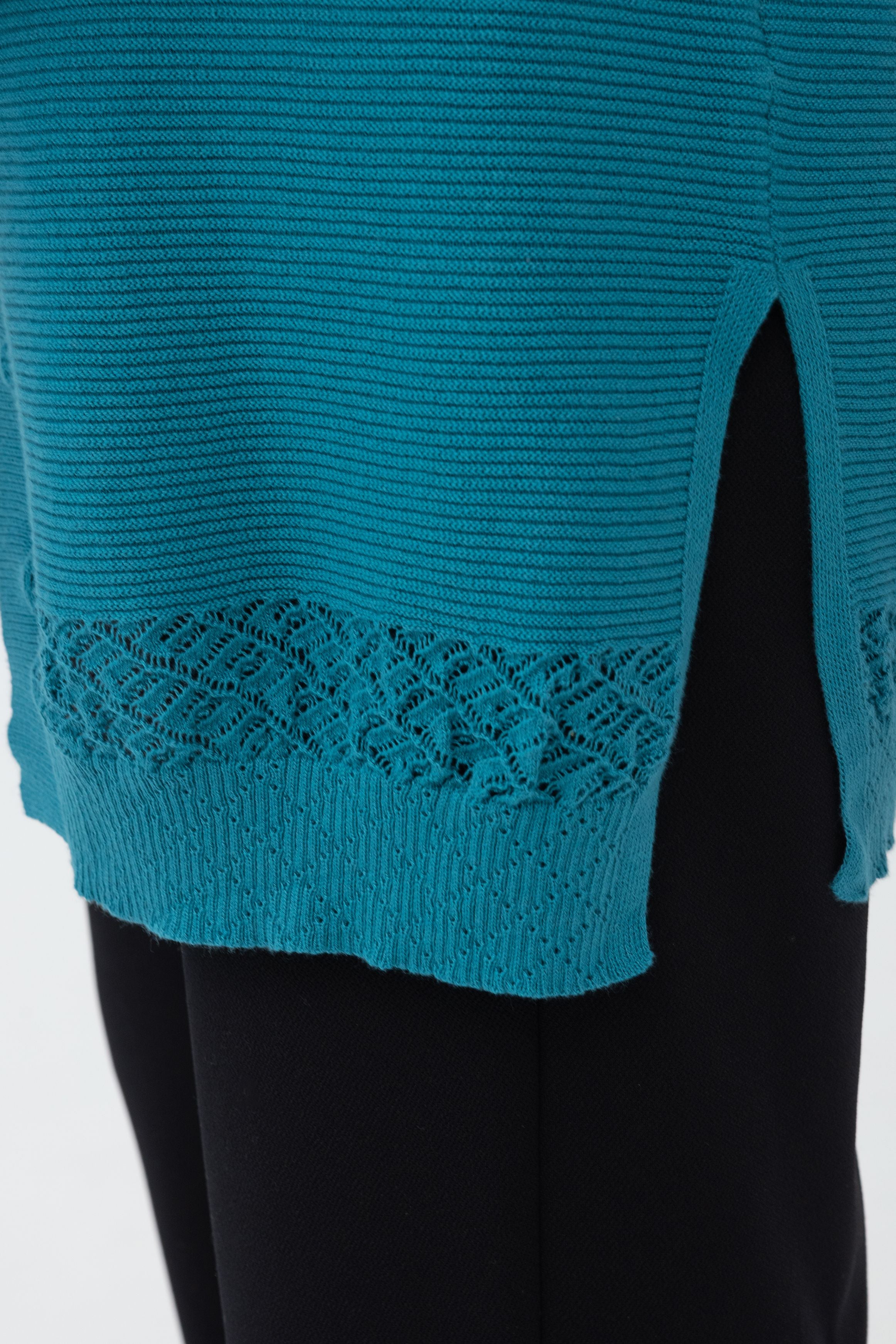 Classic cardigan turquoise cotton