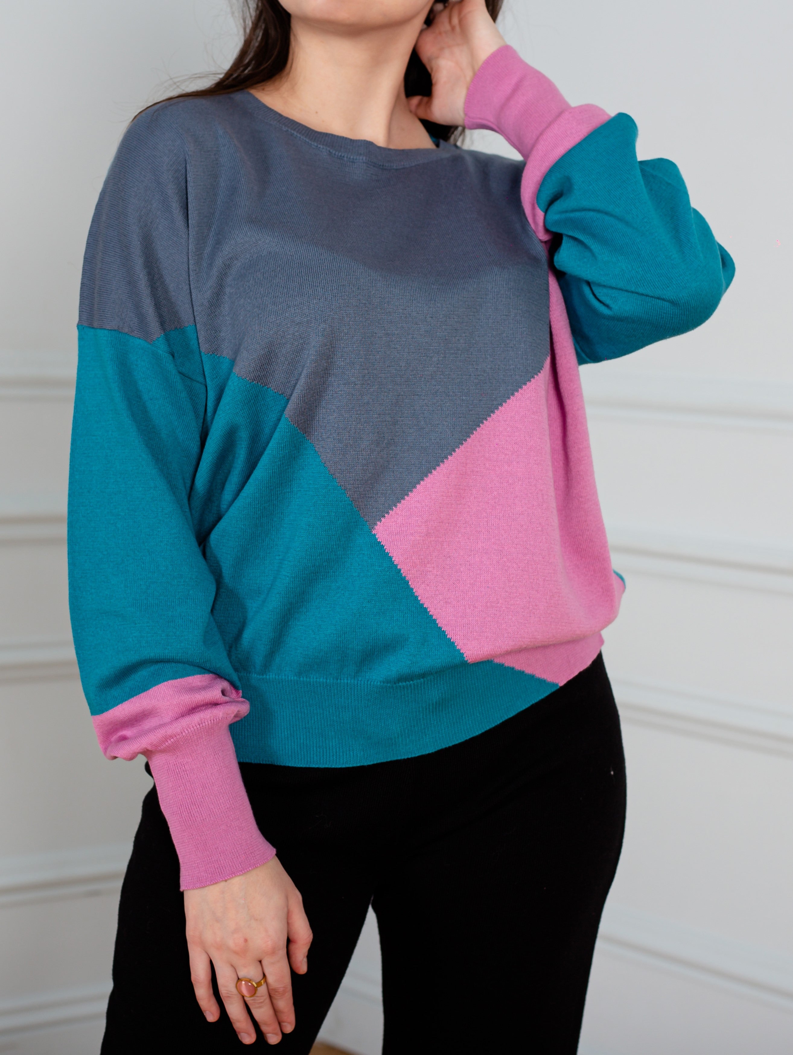 Cotton Colour Block Sweater