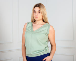 Knitted cotton blouse green color