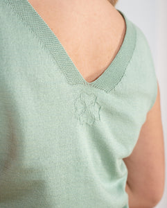 Knitted cotton blouse green color