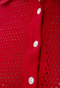 Knit T-Shirt Polo Red Color