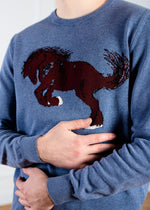 Load image into Gallery viewer, Unisex Blue jeans sweater Horse
