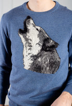 Load image into Gallery viewer, Unisex Blue jeans sweater Wolf
