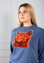 Load image into Gallery viewer, Unisex Blue jeans sweater Cat
