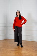 Load image into Gallery viewer, Women Cable-Knit Sweater red color
