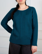 Load image into Gallery viewer, Cable-Knit Sweater green color
