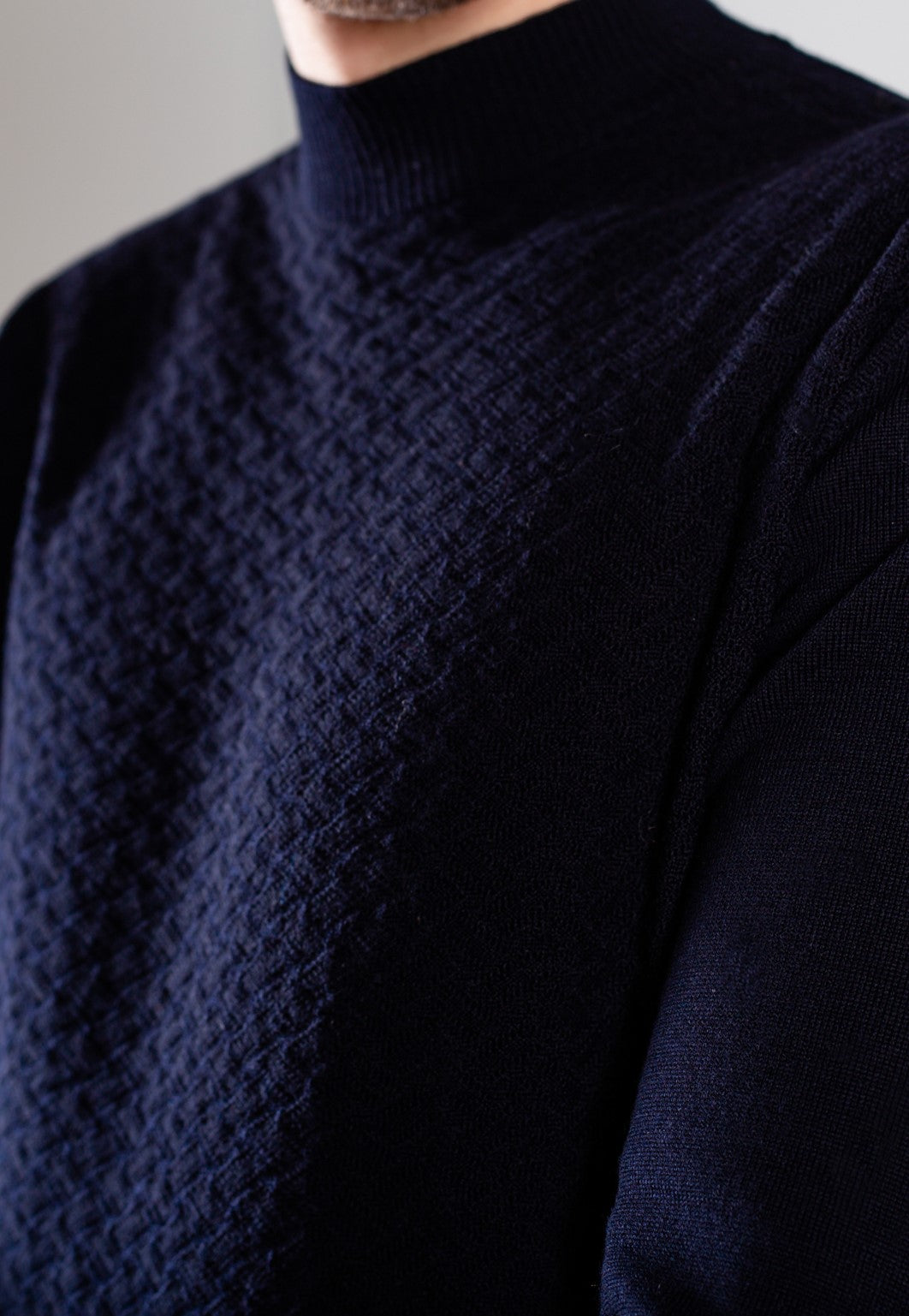 Men turtleneck soft custom jacquard knitted merino wool