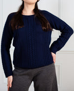 Load image into Gallery viewer, Women Cable-Knit Sweater diplomatic blue
