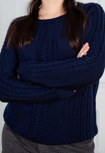 Women Cable-Knit Sweater diplomatic blue