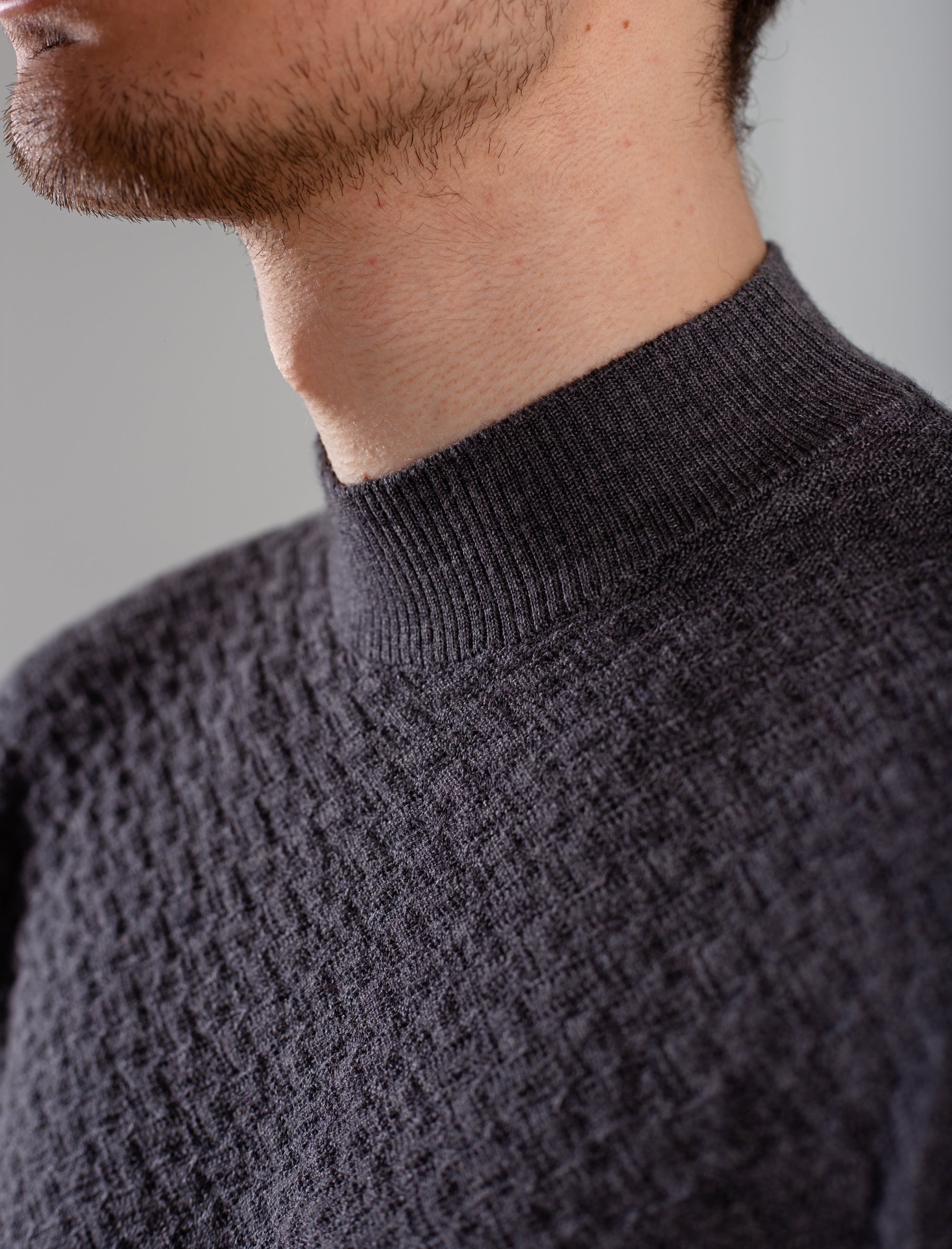 Men turtleneck soft custom jacquard knitted merino wool