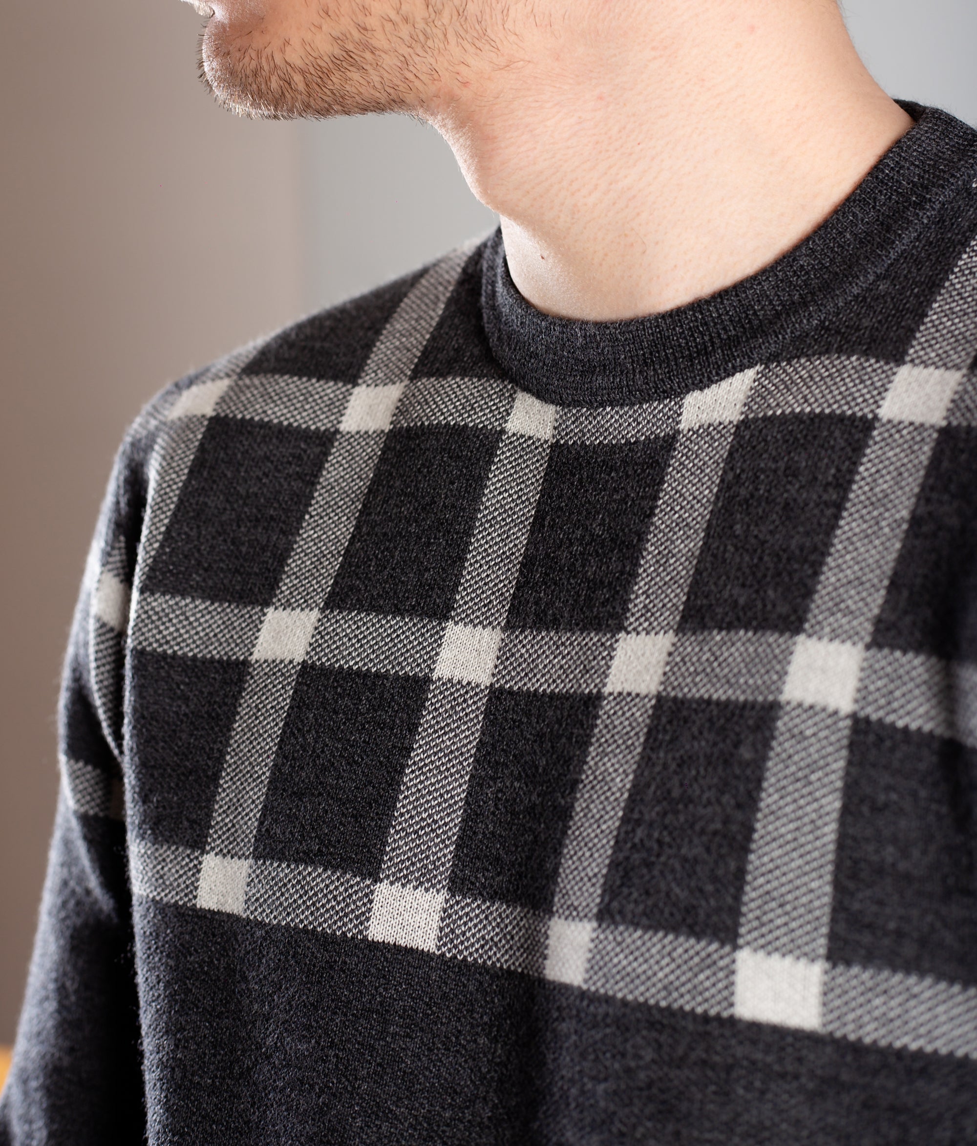 Knitted Jumper windowpane jacquard