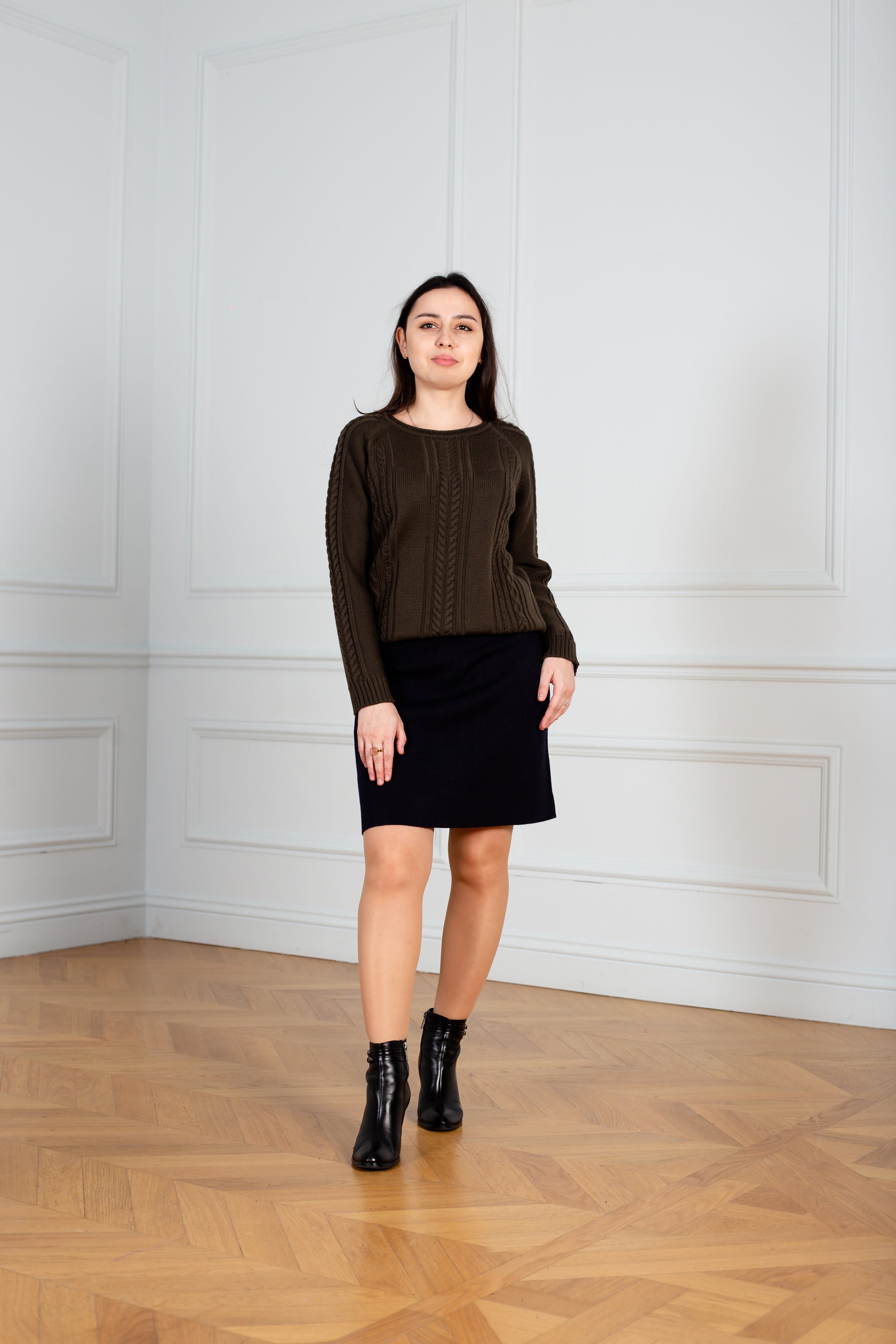 Cable-Knit Sweater brown color