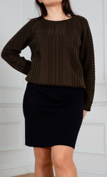 Load image into Gallery viewer, Cable-Knit Sweater brown color
