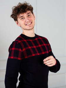 Knitted Jumper windowpane jacquard