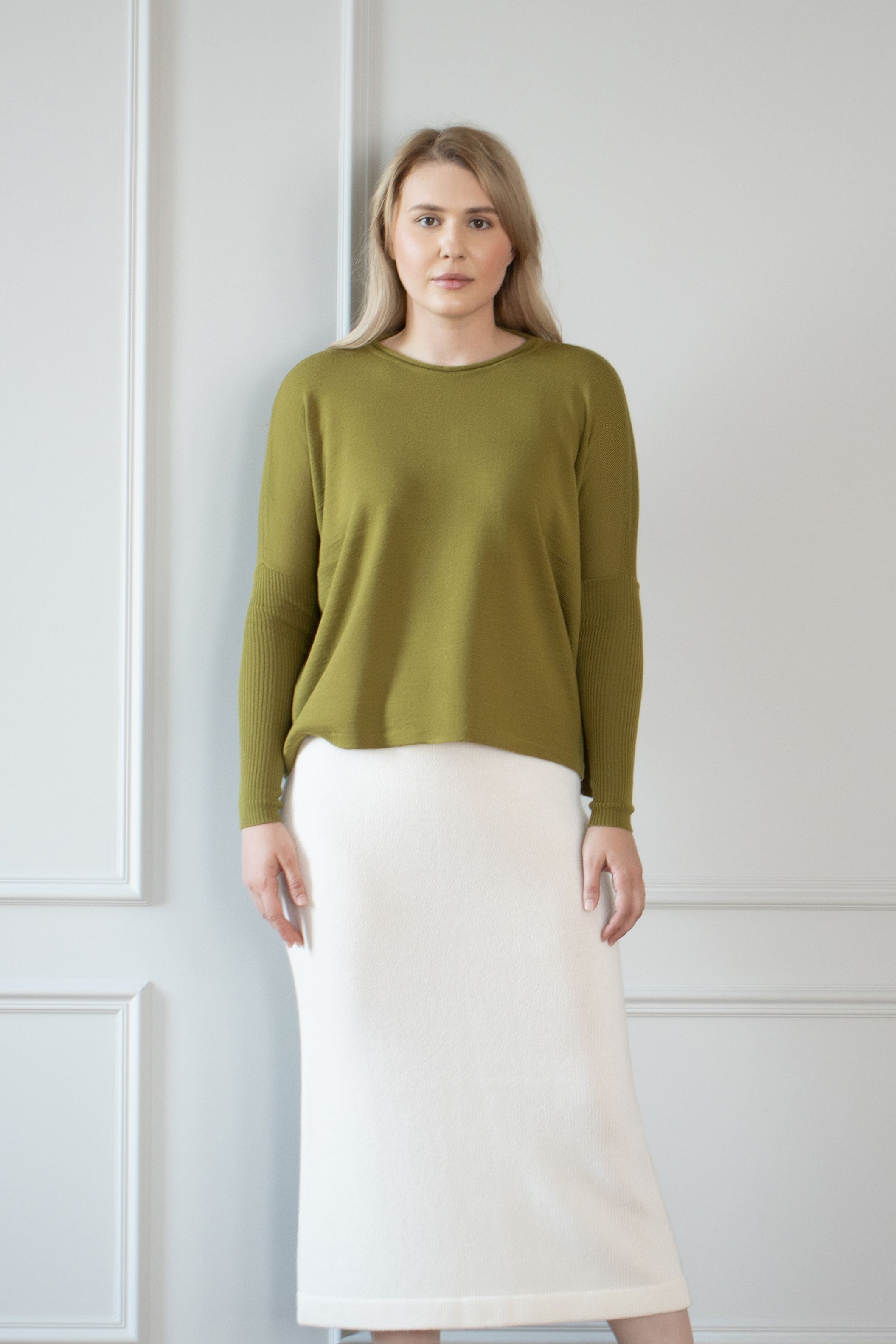 Knit sweater women green colors