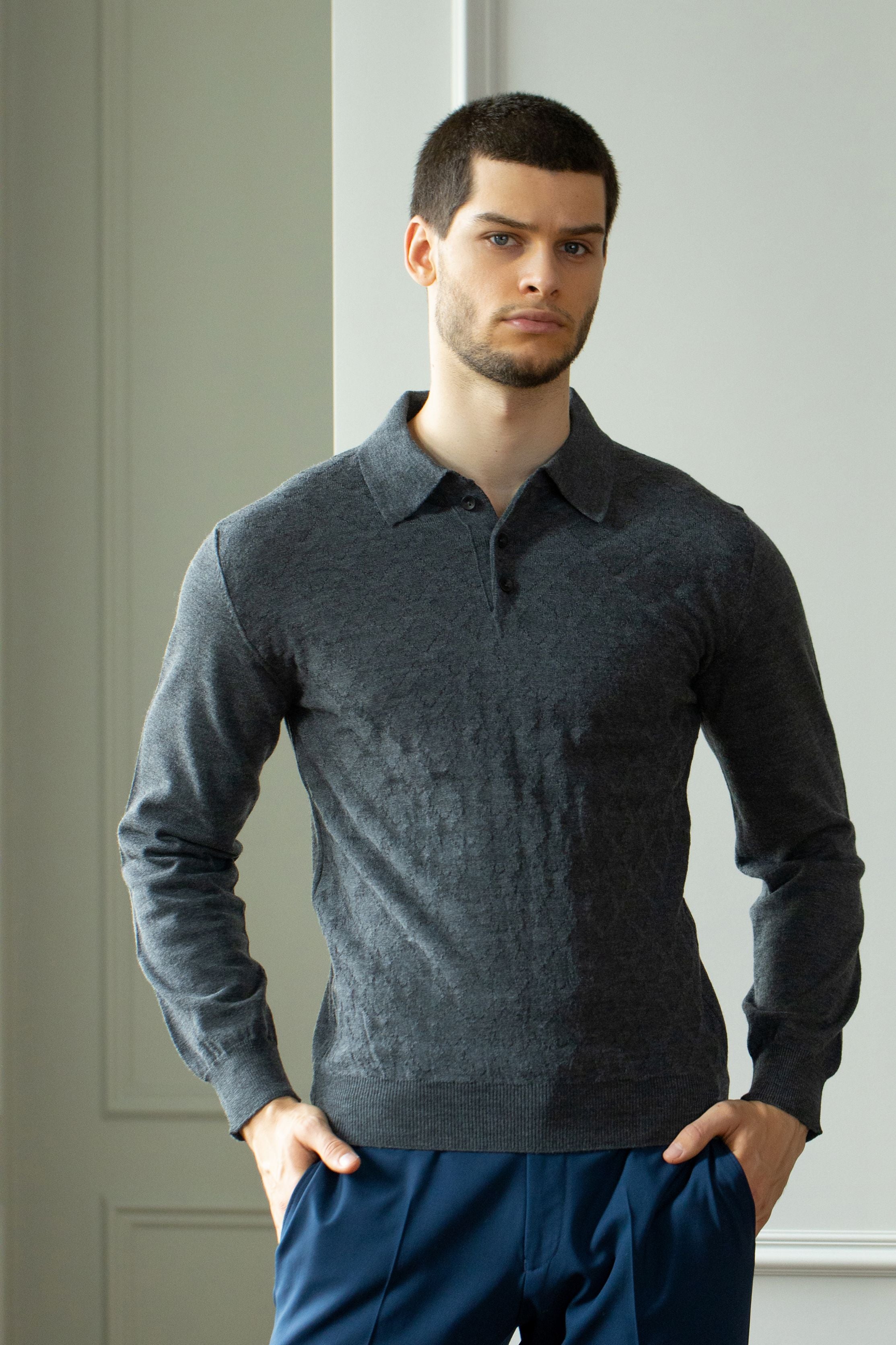 Merino wool polo shirt